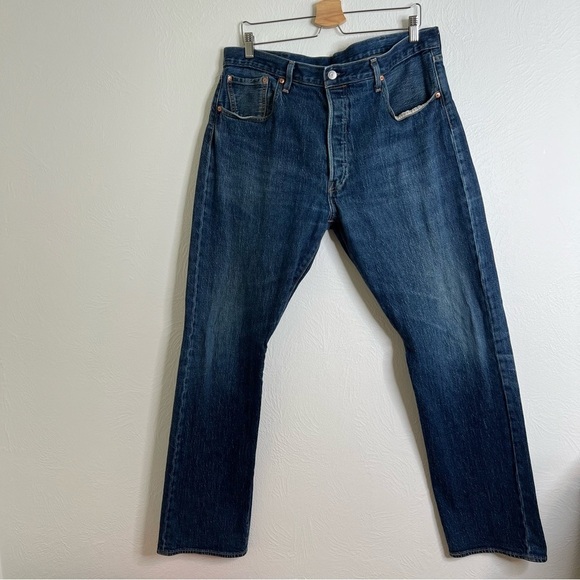 Levi's 501 '93 Mens Blue Dark Wash Cotton Blend Straight Fit Jeans Size 38x34 - Picture 1 of 12